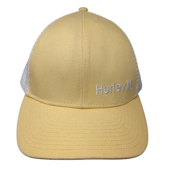 Hurley Snapback Trucker Hat Yellow One Size Adjustable Embroidered Mesh Back - Picture 1 of 10